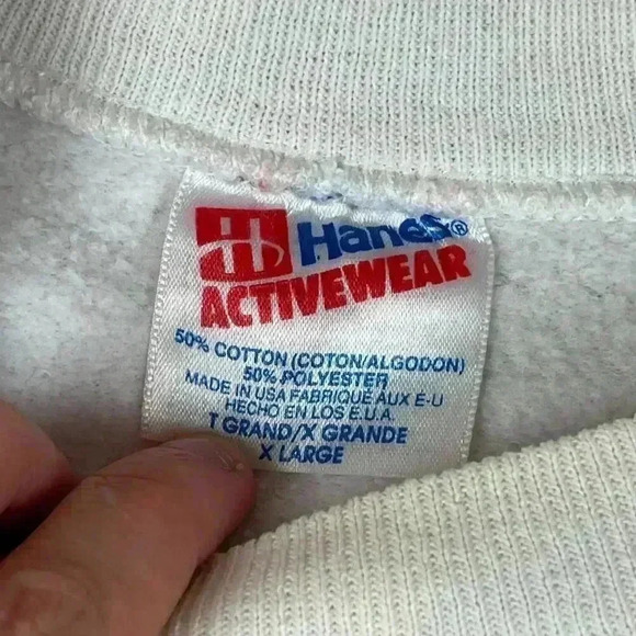 Vtg Hanes Activewear '36 Ford Sweatshirt Made In USA Size L/XL White Pullover - Picture 5 of 14